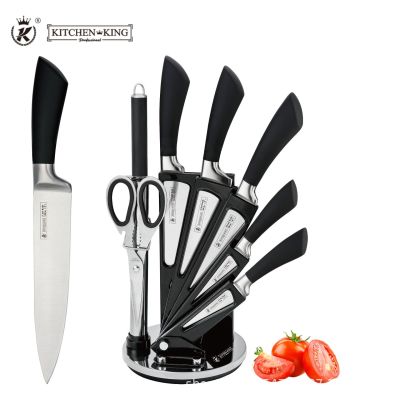 Beautiful Kitchenware Foreign Trade Knife Set Stainless Steel Kitchen Knife Hollow Horseshoe Handle Set Knife Acrylic Knife Rack Gift Set Knife