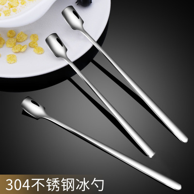 Factory 304 Stainless Steel Coffee Spoon Dessert Spoon Square Head Spoon Spoon Tableware Stirring Honey Spoon Mug Spoon