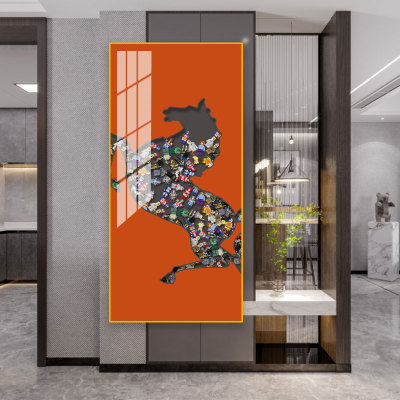 Fashion Atmosphere Hallway Corridor Family Background Wall Decoration Crystal Porcelain Painting Hotel Hall High-End Animal Wall Painting and Mural