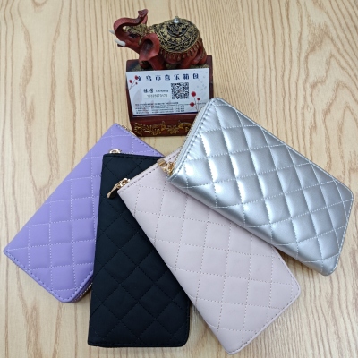 2023 New Korean Style Rhombus Long Ladies Wallet Large Capacity Zipper Clutch Multiple Card Slots Soft Leather Wallet Bag