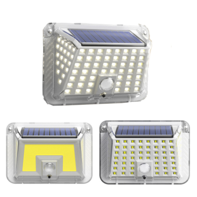Solar 90led Wall Lamp Courtyard Four Sides Luminescent Lamp Human Body Induction Waterproof Outdoor All-in-One Light