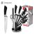 Beautiful Kitchenware Foreign Trade Knife Set Stainless Steel Kitchen Knife Hollow Horseshoe Handle Set Knife Acrylic Knife Rack Gift Set Knife