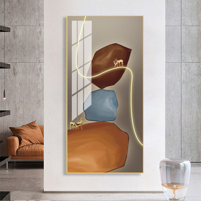 Abstract Personality Geometry Stone Pattern Corridor Decorative Painting High Quality Family Crystal Porcelain Craft Decorative Wall Painting Hanging Painting