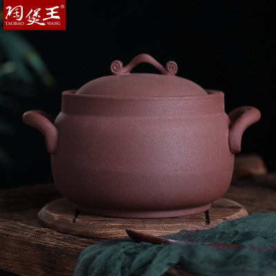 Ceramic Pot King Old-Fashioned Glazed Casserole/Stewpot Household Gas Open Fire and High Temperature Resistance Dry Stew Pot Soup Casserole Earthen Casserole