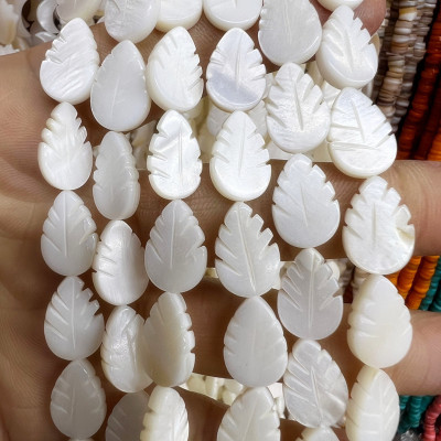 Freshwater Shell Leaf Beaded 10x15mm Straight Hole Shell Bead Earrings Pendant Necklace Semi-Finished Parts Wholesale