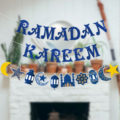 holiday supplies holiday supplies party decoration blue ramadan kareem glitter latte art moon xingx