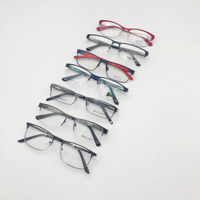 Promotion Metal Optical Frame Wholesale Unisex Fashion Steel Leather Glasses Frame Mixed Batch Myopia Glasses Frame