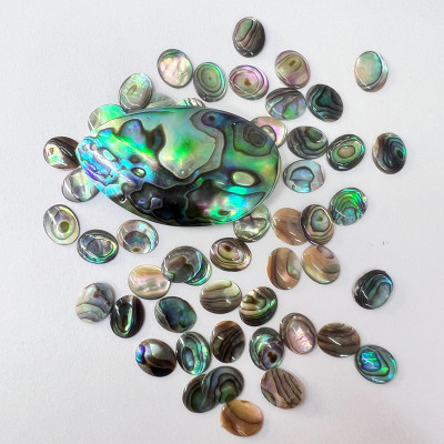 Abalone Shell Egg-Shaped Non-Hole Shell Ring Surface Inlaid Hinge Single-Sided Patch Jewelry DIY Ornament Accessories