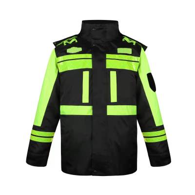 High Quality Cold-Proof Windproof Rain-Proof Thickened Winter Cotton-Padded Coat Highlight Reflective Stripe Removable Two-Piece Cotton-Padded Jacket
