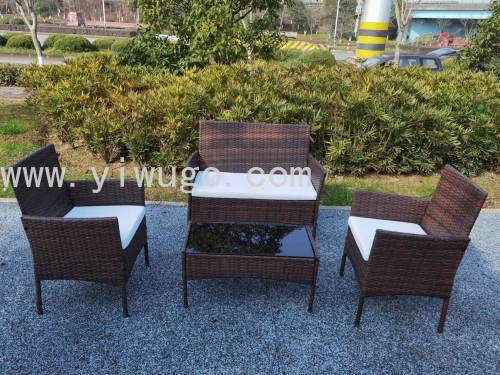 rattan sofa four-piece set silk screen glass table leisure balcony garden garden rattan outdoor furniture rattan chair