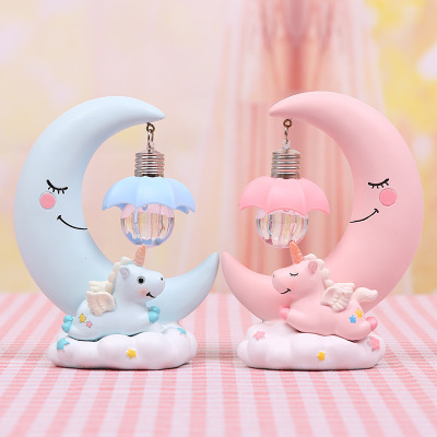 Unicorn Moon Star Light Decoration Girl Series Cartoon Resin Small Night Lamp Home Decoration Gift Wholesale