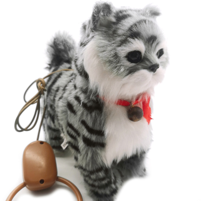 Cartoon Plush Electric Toy Cat Factory Wholesale Parent-Child Interaction Toys Simulation Pet Walking Rope Flower Cat