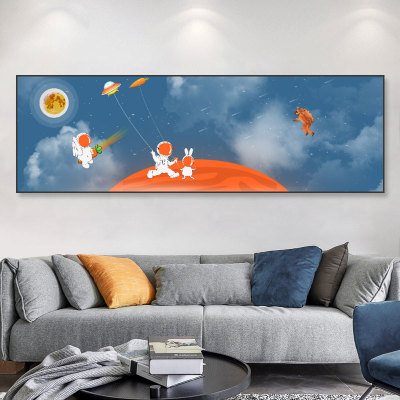 Children's Room Bedroom Bedside Decorative Painting Modern Minimalist Boys and Girls Room Wall Painting Astronaut Horizontal Hanging Painting