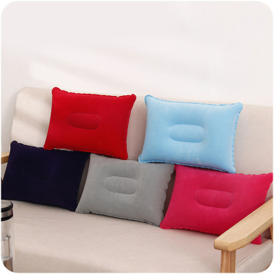 Wholesale Outdoor PVC Pillow Travel Camping Thick Flocking Rectangular Inflatable Pillow Nap Mate Square Pillow