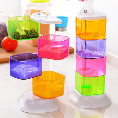 Vertical Condiment Dispenser Rotatable Seasoning Box Creative Kitchen Utensils Seasoning Bottle Seasoning Containers