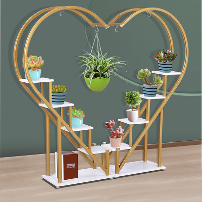 Factory Direct Supply Creative Heart-Shaped Flower Stand Light Luxury Living Room Outdoor Balcony Multi-Layer Plant Jardiniere Iron Storage Rack