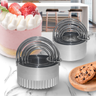 Factory Direct Supply 5-Piece Stainless Steel Handle Mousse Mold Cake Mold Biscuit Cutting Baking Tools