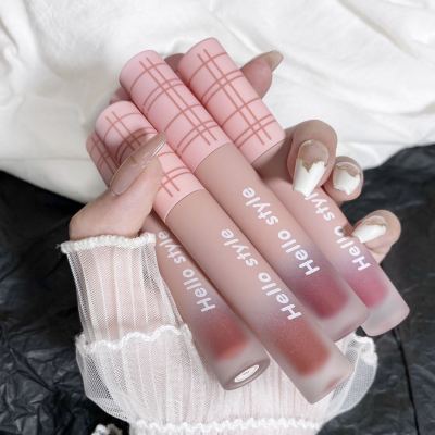 Hellostyle Girl Heart Pink Denim Lip Lacquer Long Lasting Color Rendering Not Easy to Fade White Girl Lip Gloss Lip Mud