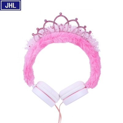 315 Cartoon Crown Wired Headset Children's Cute Plush Headset Student Gift Foreign Trade Wholesale.