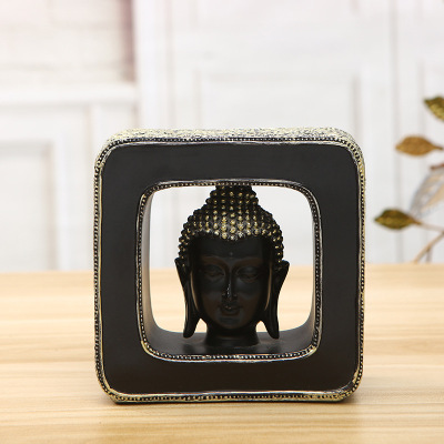 Chinese Thai Style Zen Retro with Photo Frame Buddha Ornament Creative Resin Crafts Wholesale Buddha Face Buddha Head Furnishings