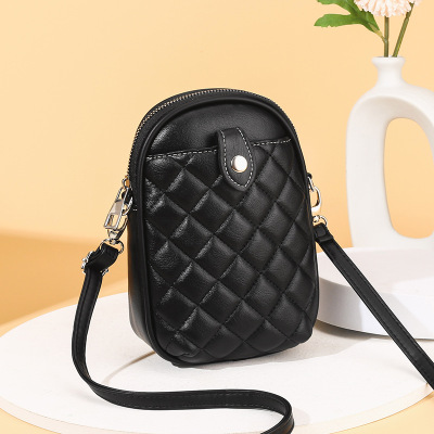 Phone Crossbody Bag Female 2021 Spring/Summer New Pouch Vertical Mobile Phone Coin Purse Rhombus Shoulder Bag Soft