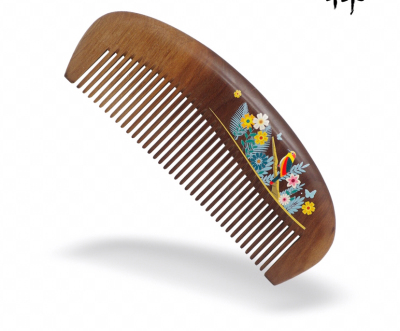 SOURCE Manufacturer Natural Log Painted Design Nanmu Comb Handle-Free Painted Comb