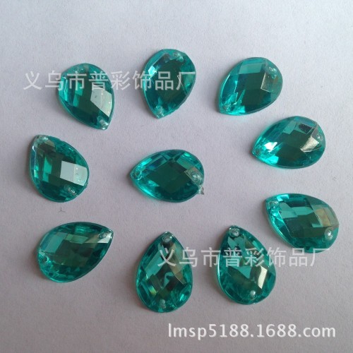 hand-stitched acrylic diamond rain water drop 13x18mm diy rhinestone wholesale double hole flat wedding dress clothes sticking diamond