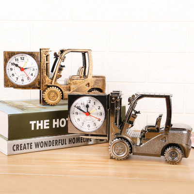 Creative Retro Forklift Model Alarm Clock Children Student Bedside Study Decoration Clock Electronic Gift Alarm Clock