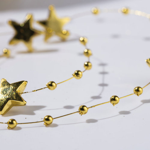 plastic electroplating wire bead chain five-star diy christmas decorative bead chain electroplating cotton wire beads plastic color