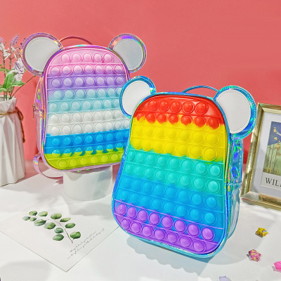 Cross-Border Spot Deratization Pioneer Children Backpack Cat Ears Silicone Bag Deratization Pioneer Schoolbag Decompression Toy