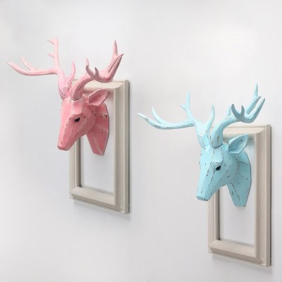 Creative Modern and Simple Animal Hook Resin Craft Deer Head Wall Hanging Wall Living Room Background Wall Decorative Painting