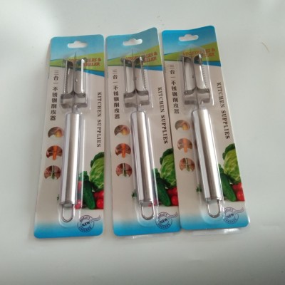 Multi-Functional Peeler Three-In-One Stainless Steel Peeler Double-Sided Vegetables And Fruits Grater Kitchen Utensils Wholesale
