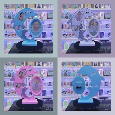 Factory Direct Sales Haotao Photo Frame Animal Alarm Clock HT-LM7576A Dolphin Photo Frame Alarm Clock (3 Colors)