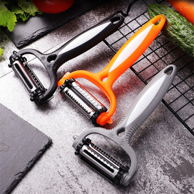 New Three-in-One Paring Knife Stainless Steel Peeler Sharp Grating Slicing Fruits and Vegetables Planing Portable Mini Scraping Tool