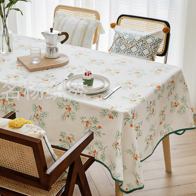 Spring and Summer New Table Cloth Fresh Printed Edging Tablecloth Fabric Simple Afternoon Tea round Table Cover Towel Square Table Cloth