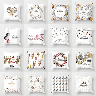 Amazon Hot Home 2022 Christmas Peach Skin Fabric Pillow Cover Christmas Sofa Pillow Cases Pillow Cover Home Cushion Cover