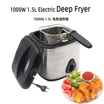 110V Household 1.5L Small Deep Frying Pan Deep Frying Pan French Fries Chicken Wings Multifunctional Electric Fryer Deep Fryer