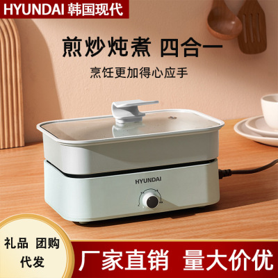 Korean Modern Electric Caldron Hot Pot Household Multi-Functional Electric Frying Pan Barbecue Integrated Cooking Pot Cooking Noodle Pot Electric Food Warmer