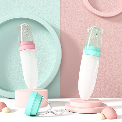 Rice Cereal Spoon Feeding Bottle Baby Silicone Baby Spoon Squeeze Feeding Solid Food Tools Bowl Spoon Rice Noodles Baby