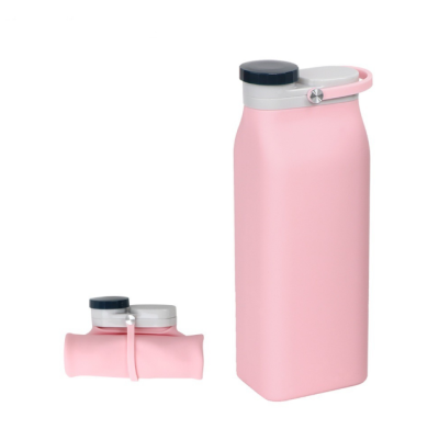 Portable Latex Milk Bottle Curly Folding Silicone Milk Bottle 600ml Foreign Trade Exclusive