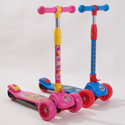 New Authorized Children Scooter Baby Scooter 2-12 Years Old Children Luge Foldable Flashing Wheel Generation Hair