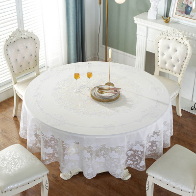 European Western Restaurant round Tablecloth Household Entry Lux Style PVC Tablecloth Two-Color Optional Living Room round Tablecloth