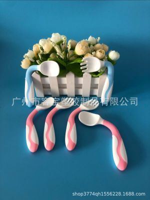 Twisted Spoon Baby Twisted Temperature Spoon Flexible Spoon Baby Training Spoon Children's Rice Spoon Tableware Set