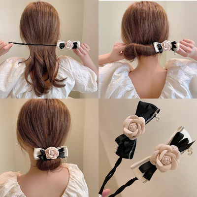 Korean Simple New Bun Hair Band Retro Graceful Online Influencer Lazy Camellia Braided Hair Modeling Artifact H