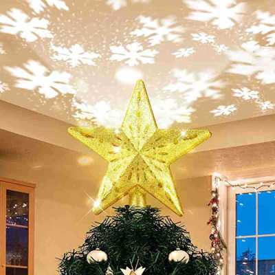3D Colorful XINGX Christmas Tree Decoration LED Christmas Tree Top Spinning Snowflake Projection Lamp Tree-Top Star Projection Lamp