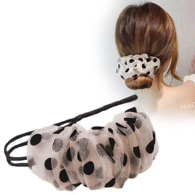 New Lounger Hair Device Bun Updo Gadget All-Match Braided Hair Headwear Lace Polka Dot Updo Women's