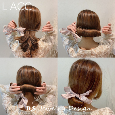 Korean Internet Celebrity Ins Temperament Hair Band Girl Bun Glitter Yarn Bow Barrettes J041