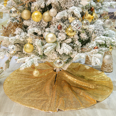 2022 New Amazon Hot Sale 120cm Gold Sequin Tree Skirt Christmas Tree Decorations Sequined Tree Group 48inch