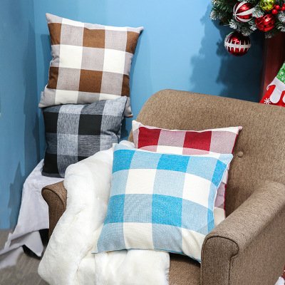 Classic Nordic Throw Pillowcase Amazon Jacquard Bedside Simple Sofa Cushion Pillow Linen-like Plaid Pillow Cover