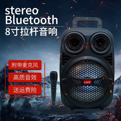 Square Dance Bluetooth Audio Large Volume Outdoor Pull Rod Speaker Box Subwoofer High Power Wireless Microphone Karaoke Audio